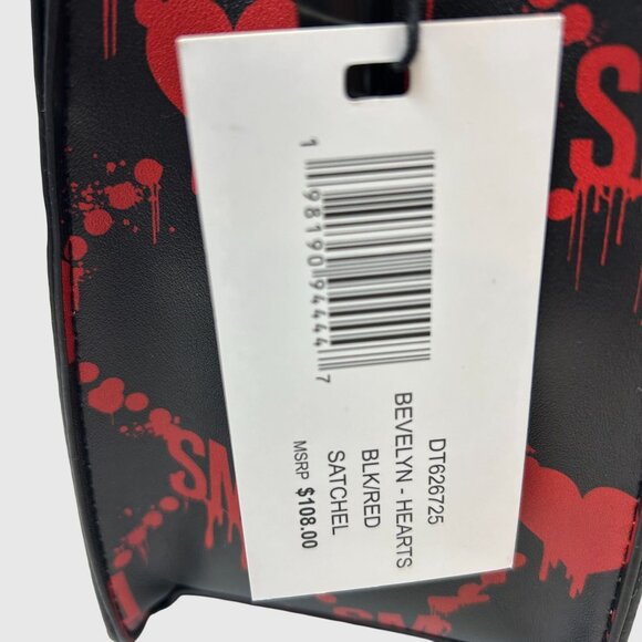 Steve Madden Evelyn Bag Drippy Hearts Black/red Crossbody Bag - Picture 9 of 12